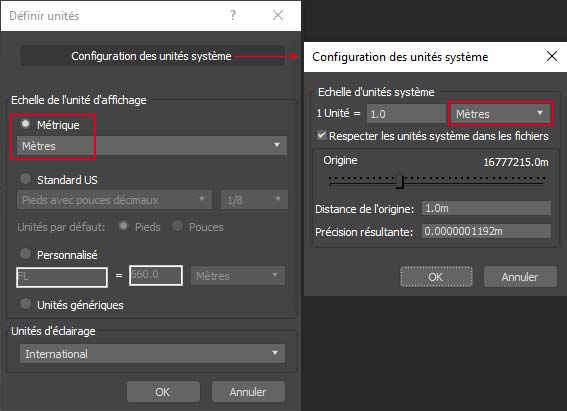 Configurer les unités